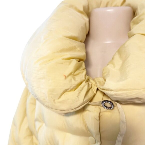 Vintage 70s‎ Down Puffer Jacket Pale Butter Yellow Real Feathers Norma Dilegge - Picture 5 of 16